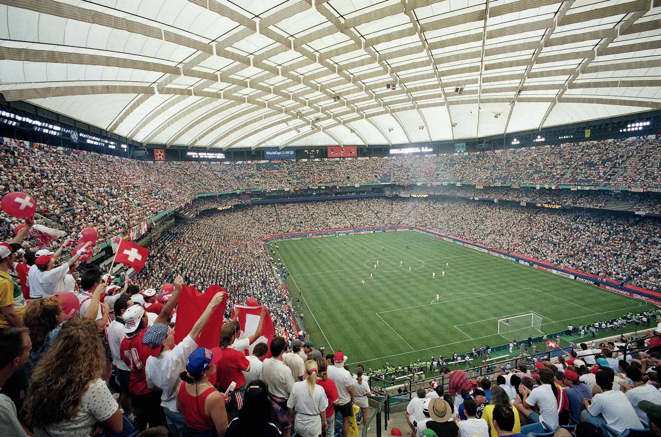A packed soccer stadium in the US.